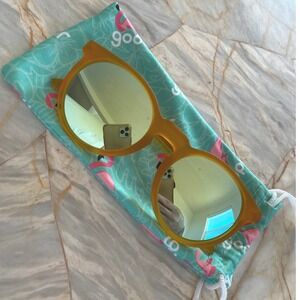 Goodr Circle G Sunglasses Mustard Yellow Polarized Mirrored Round Running Gear